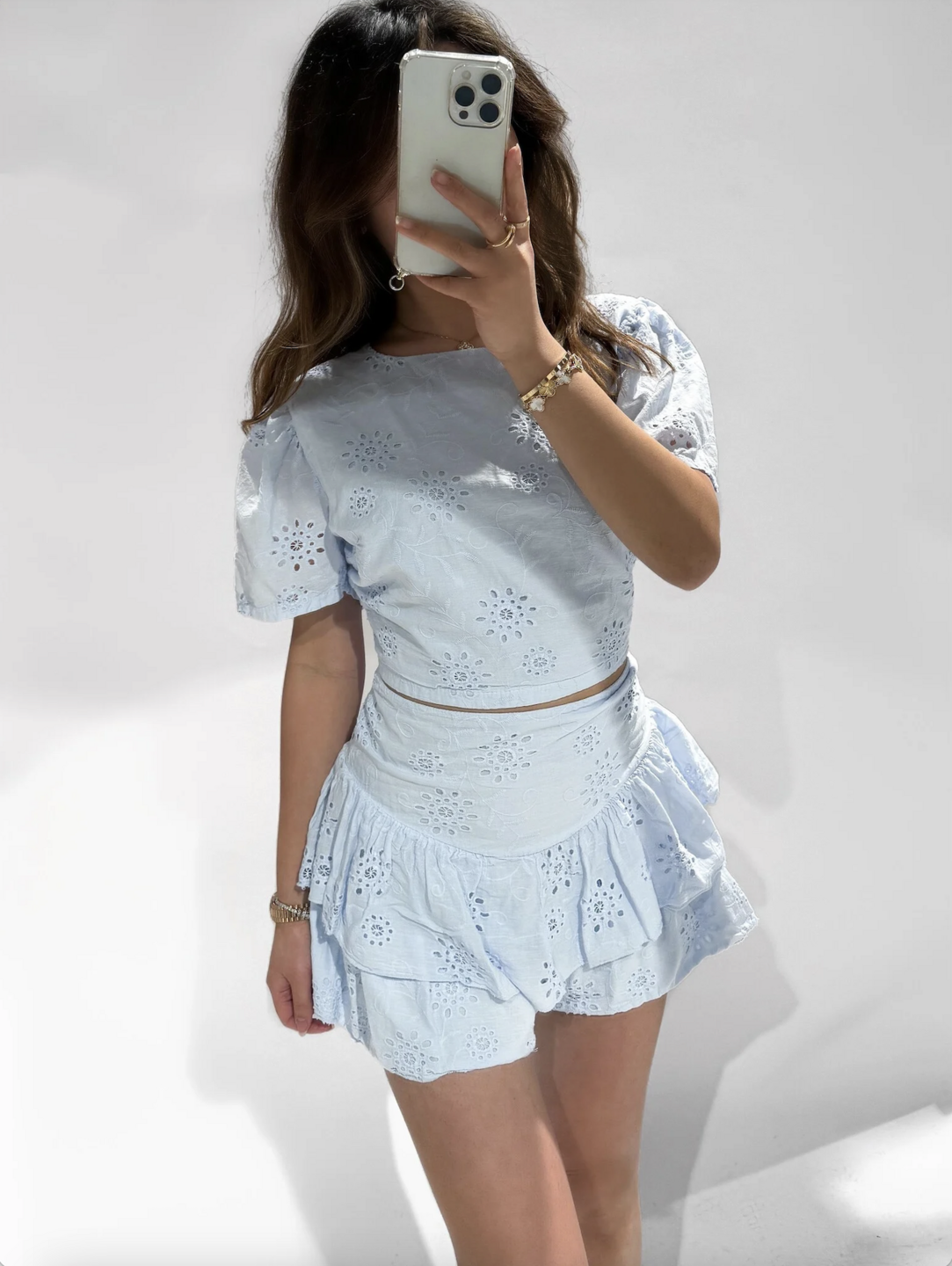 Broderie Skort Babyblue