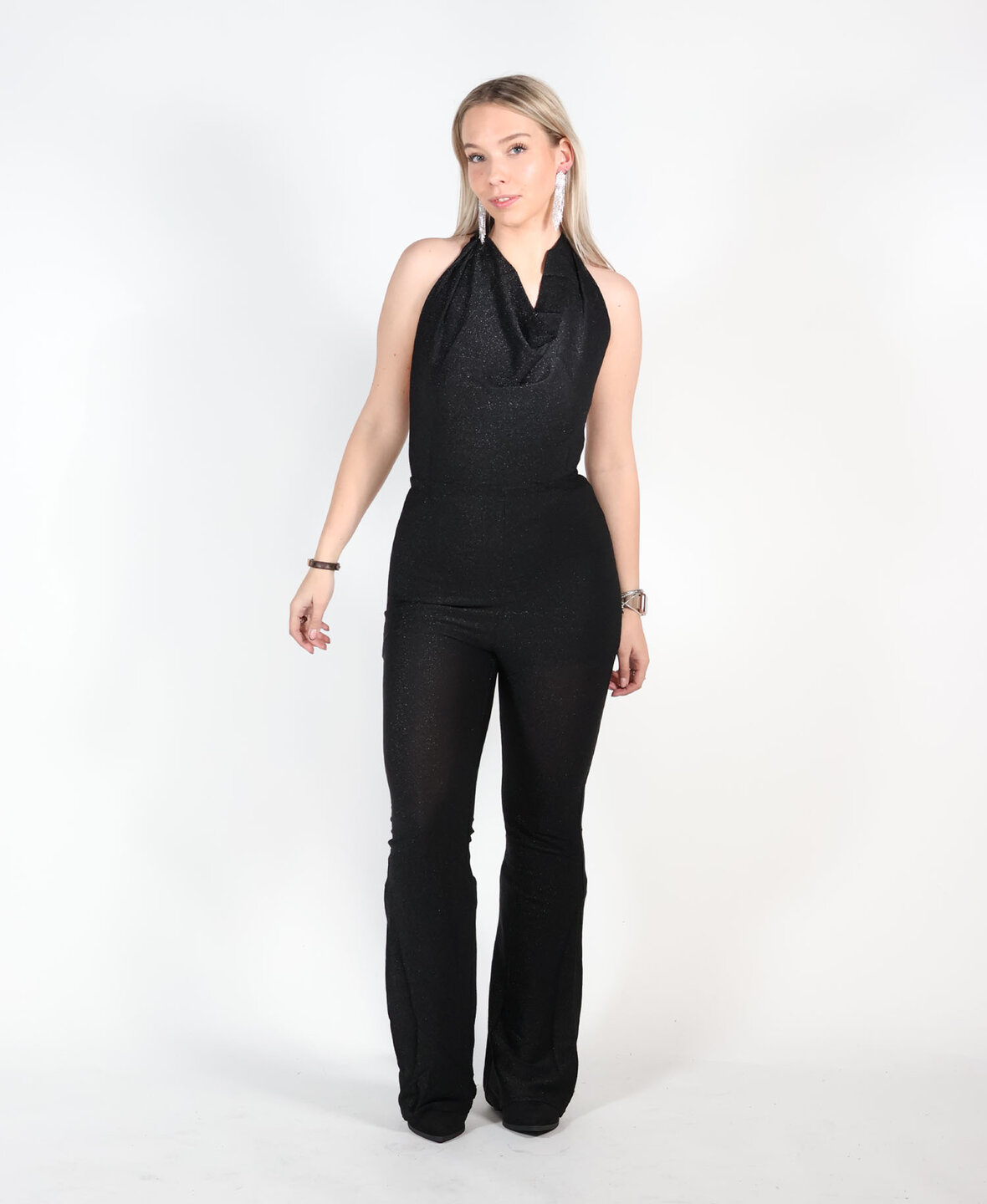 Halter Sparkle  Jumpsuit Black