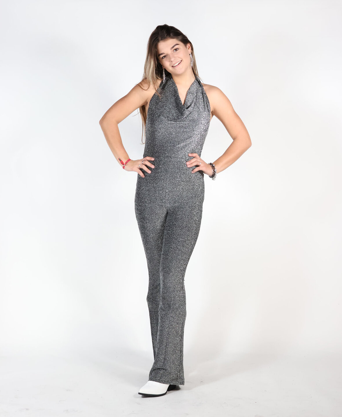 Halter Sparkle  Jumpsuit Silver