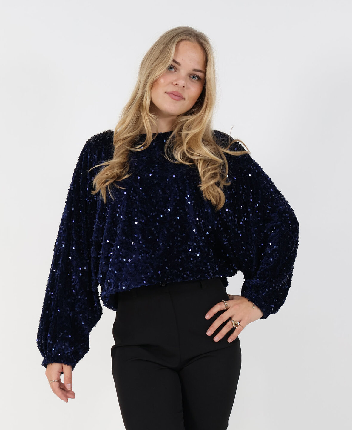 Sparkle Sequin Top Navy Blue