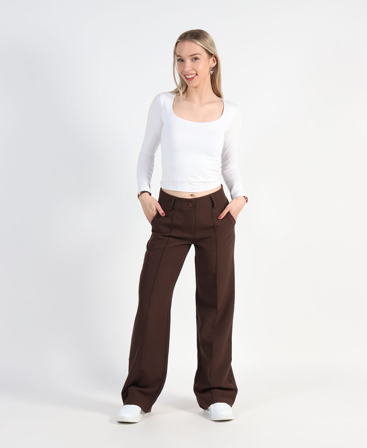 Low/Mid Waist Sanne Pants Choco (REGULAR)