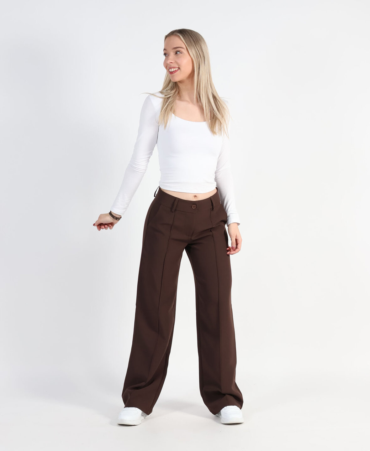 Low/Mid Waist Sanne Pants Choco (REGULAR)