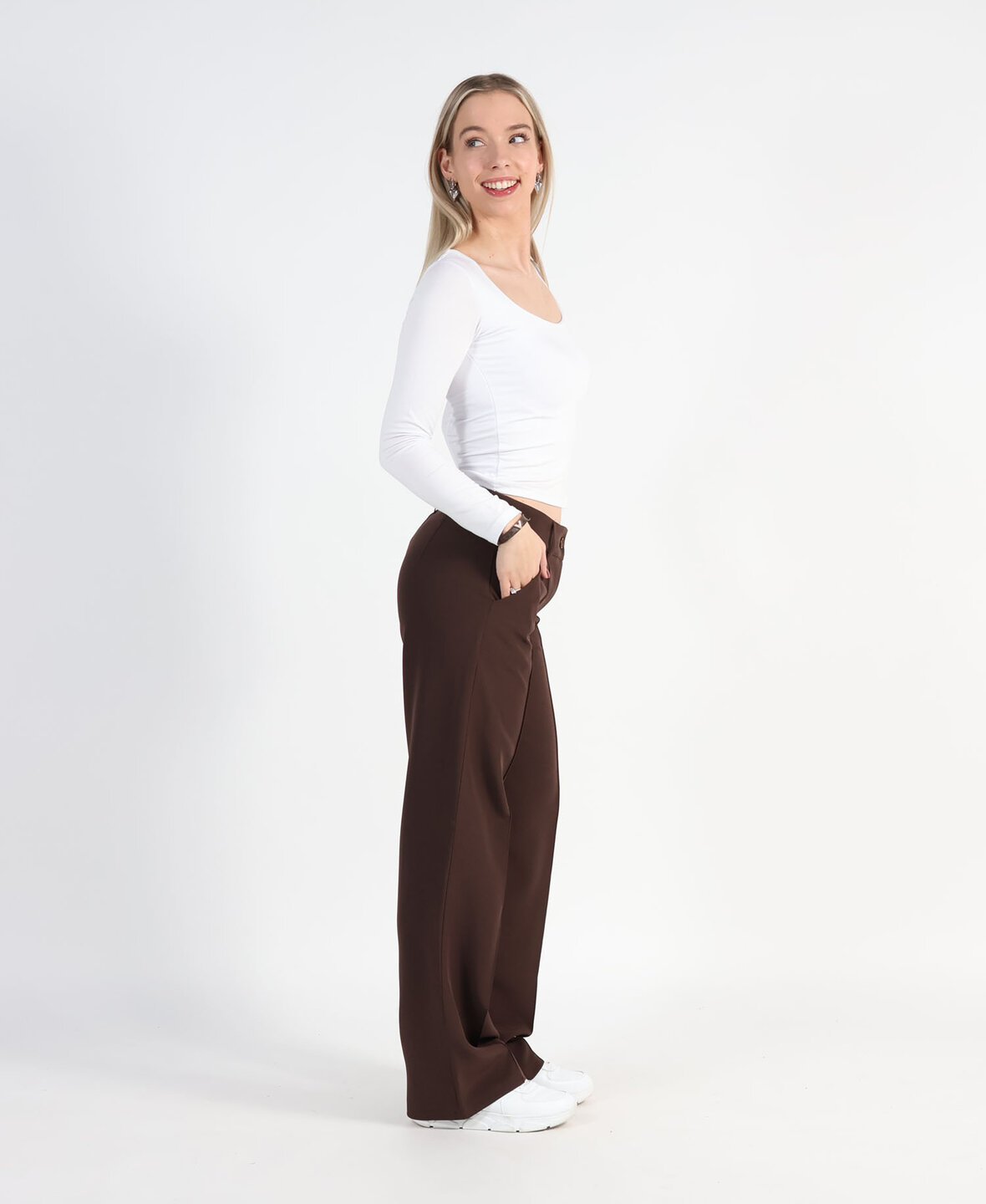 Low/Mid Waist Sanne Pants Choco (TALL)