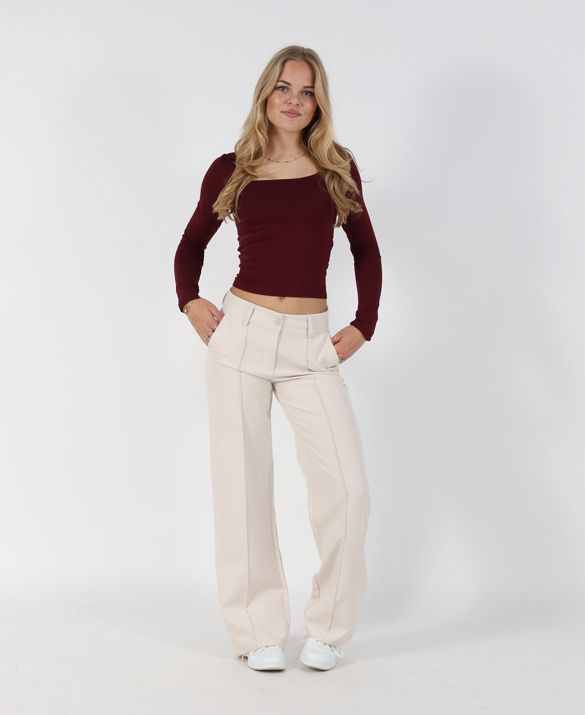 Low/Mid Waist Sanne Pants Beige (REGULAR)