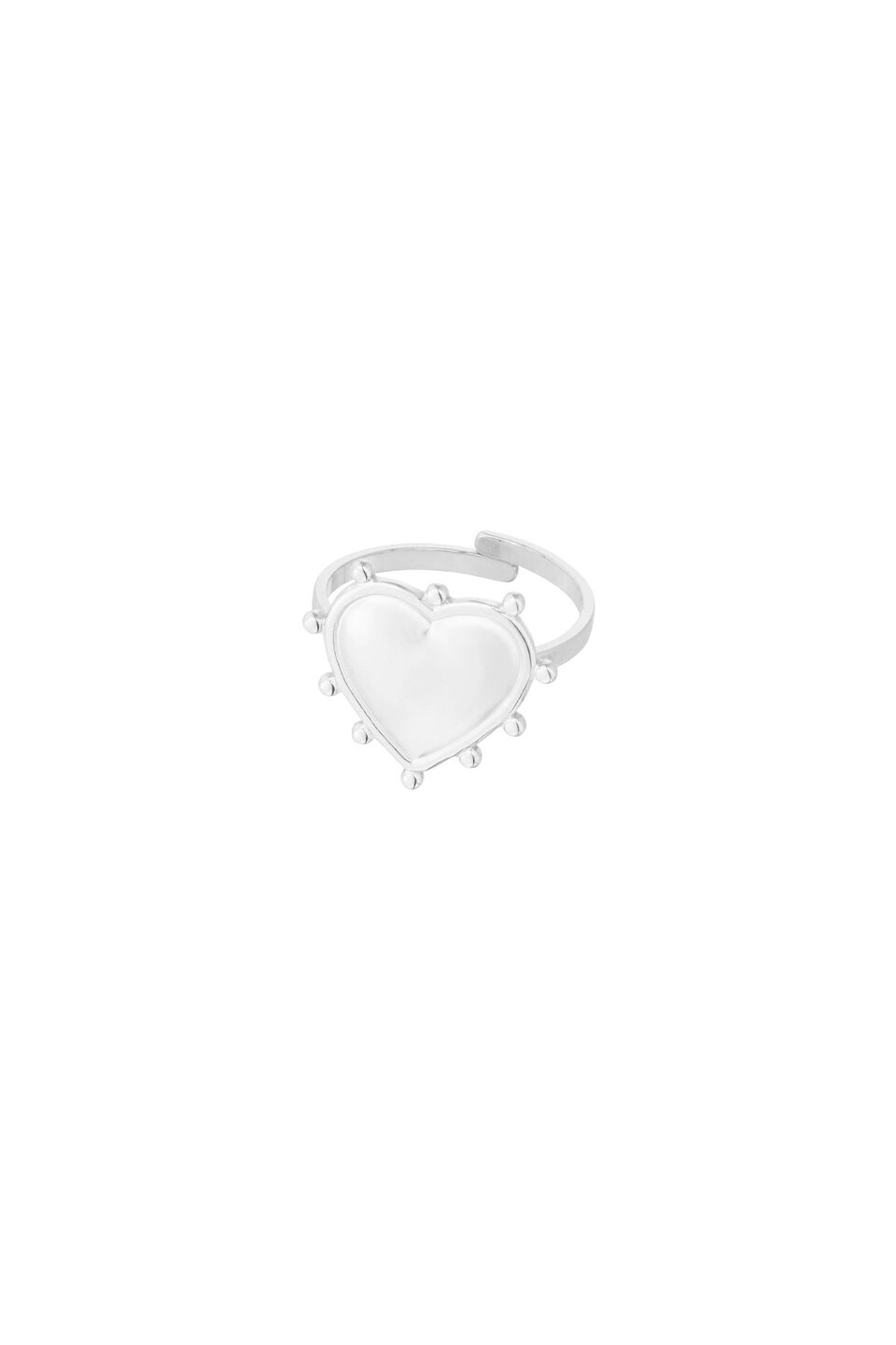 Heart With Dots Ring Silver