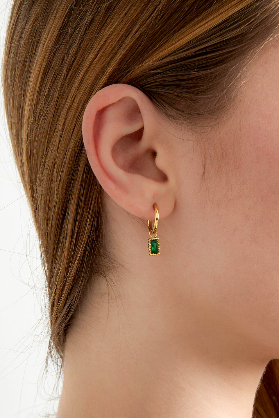 Classy Sparkle Green Earrings Gold