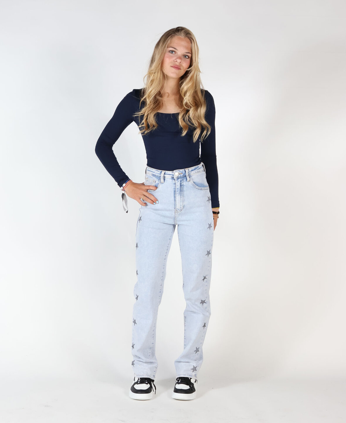 High Waisted Sparkle Stars Straight Leg Jeans 2067 (REGULAR)