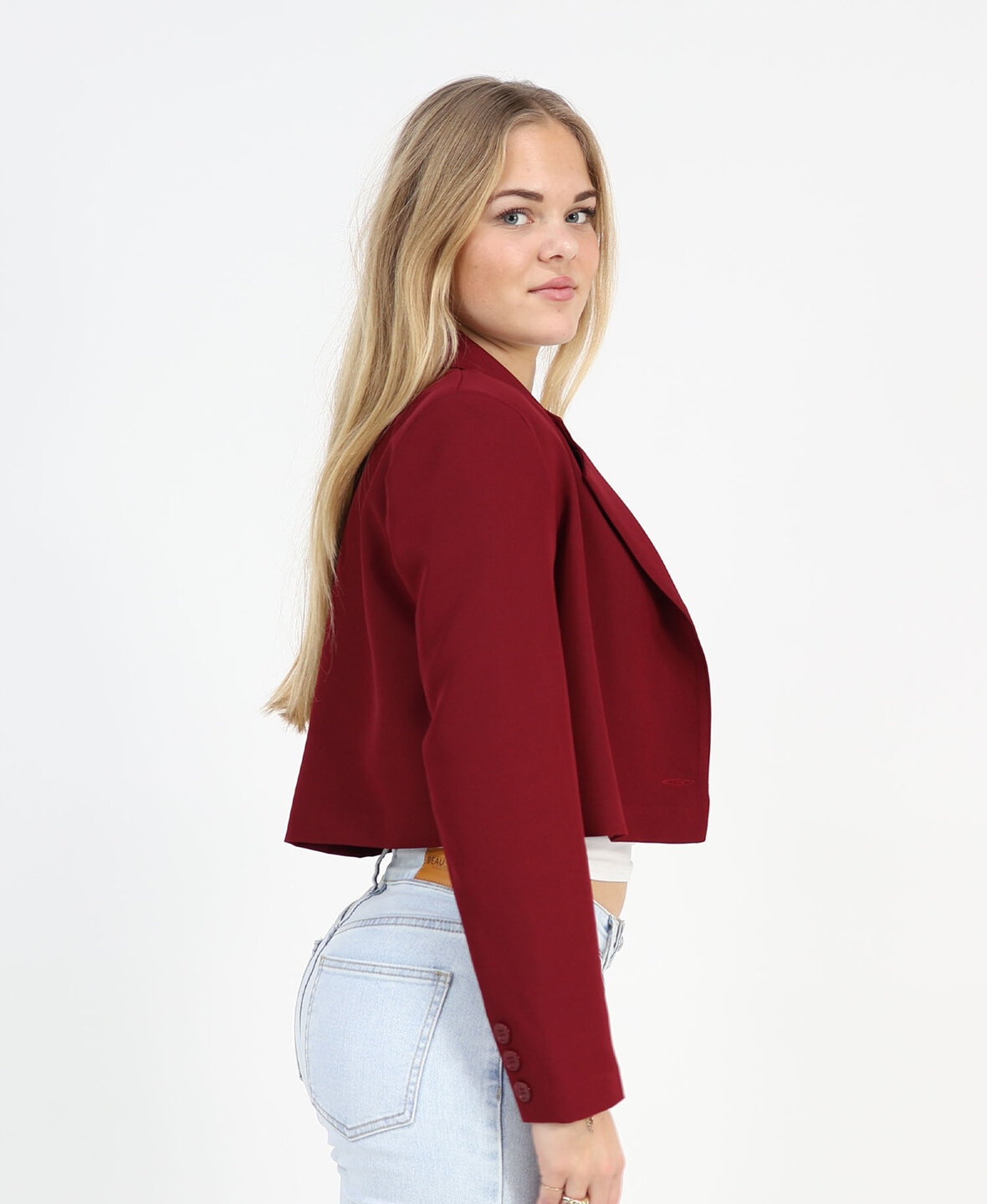 Sanne Cropped Blazer Burgundy