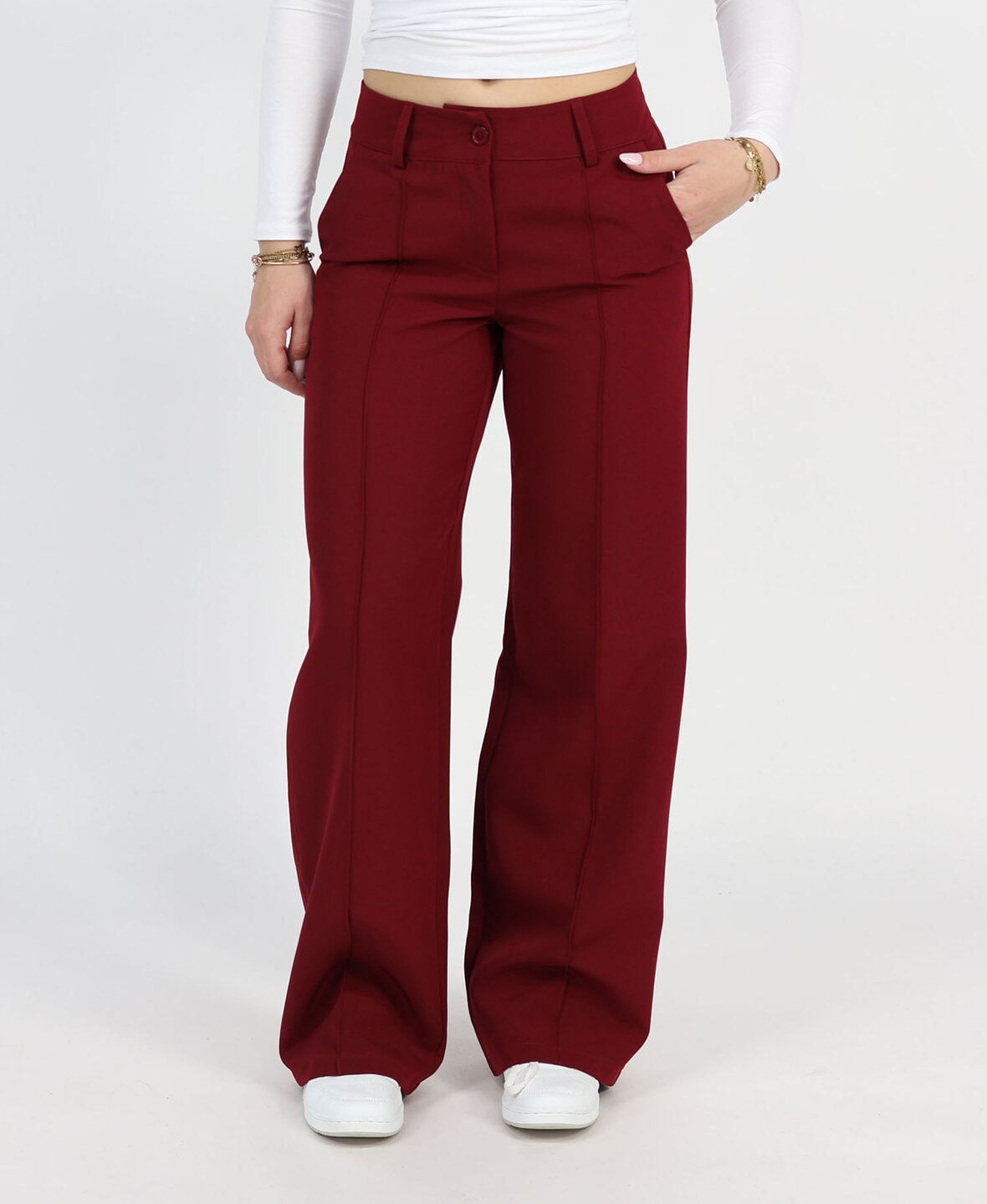 Low/Mid Waist Sanne Pants Burgundy (TALL)