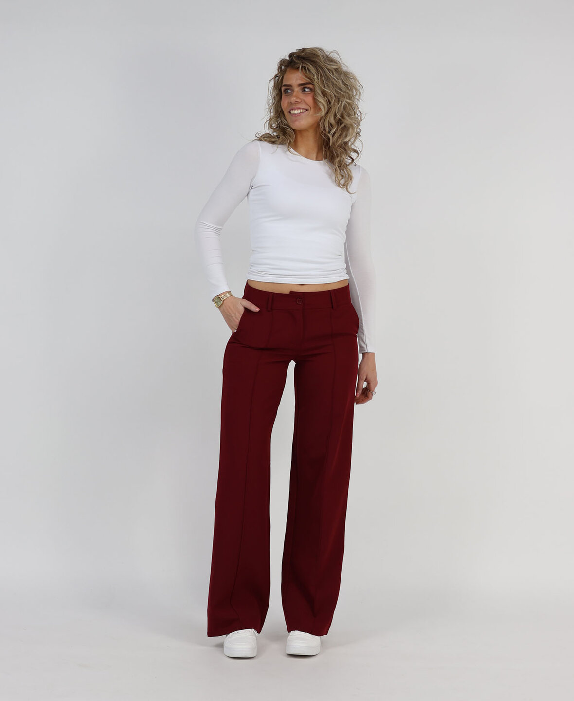 Low/Mid Waist Sanne Pants Burgundy (TALL)