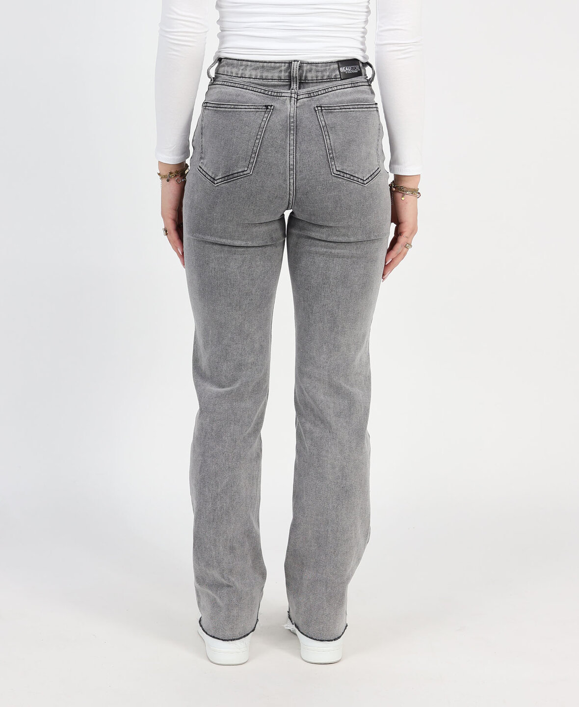 High Waisted Straight Leg Jeans Grey 2553 (REGULAR)