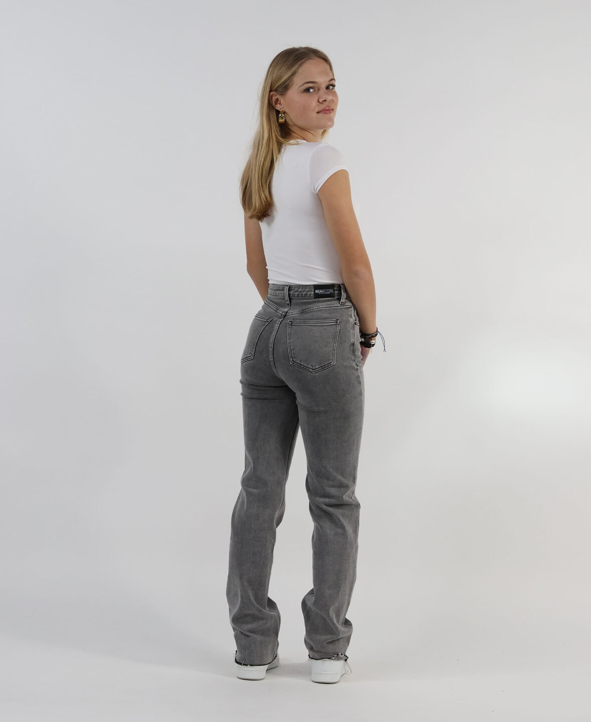 High Waisted Straight Leg Jeans Grey 2553 (REGULAR)