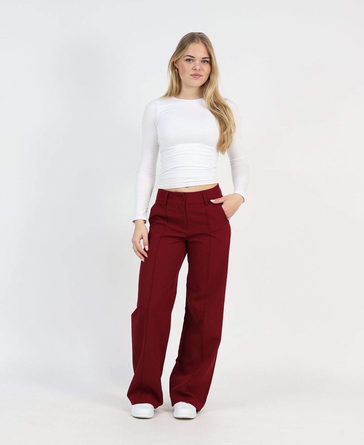 Low/Mid Waist Sanne Pants Burgundy (REGULAR)