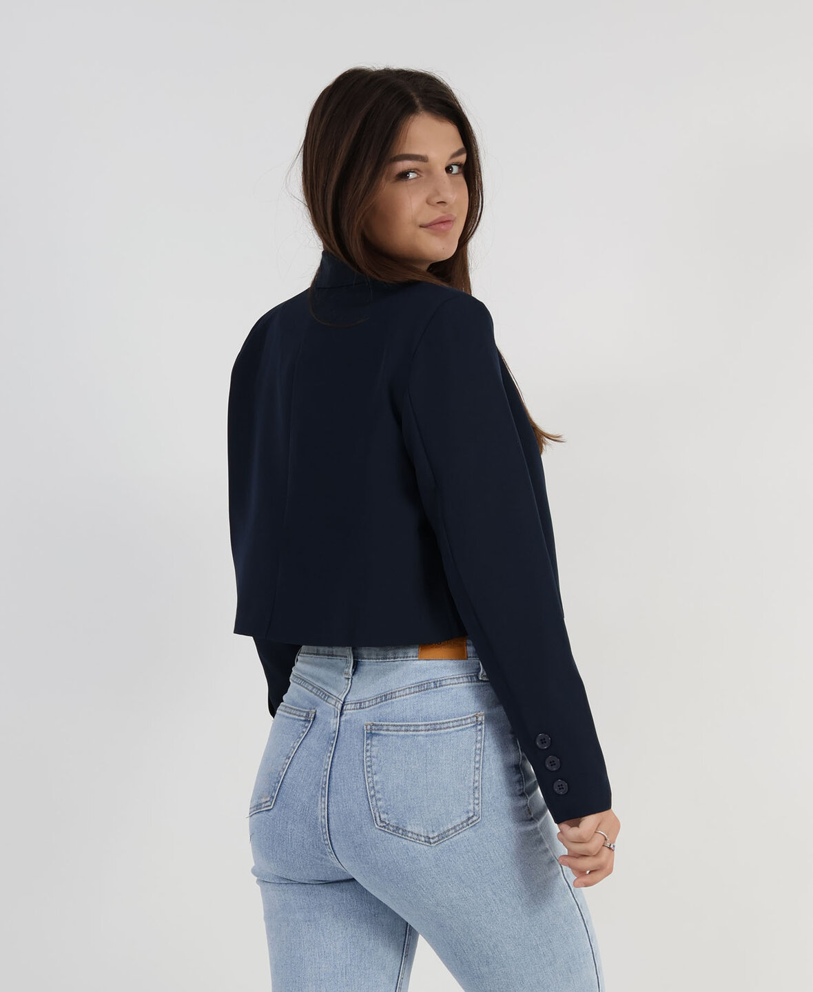 Sanne Cropped Blazer Navy Blue