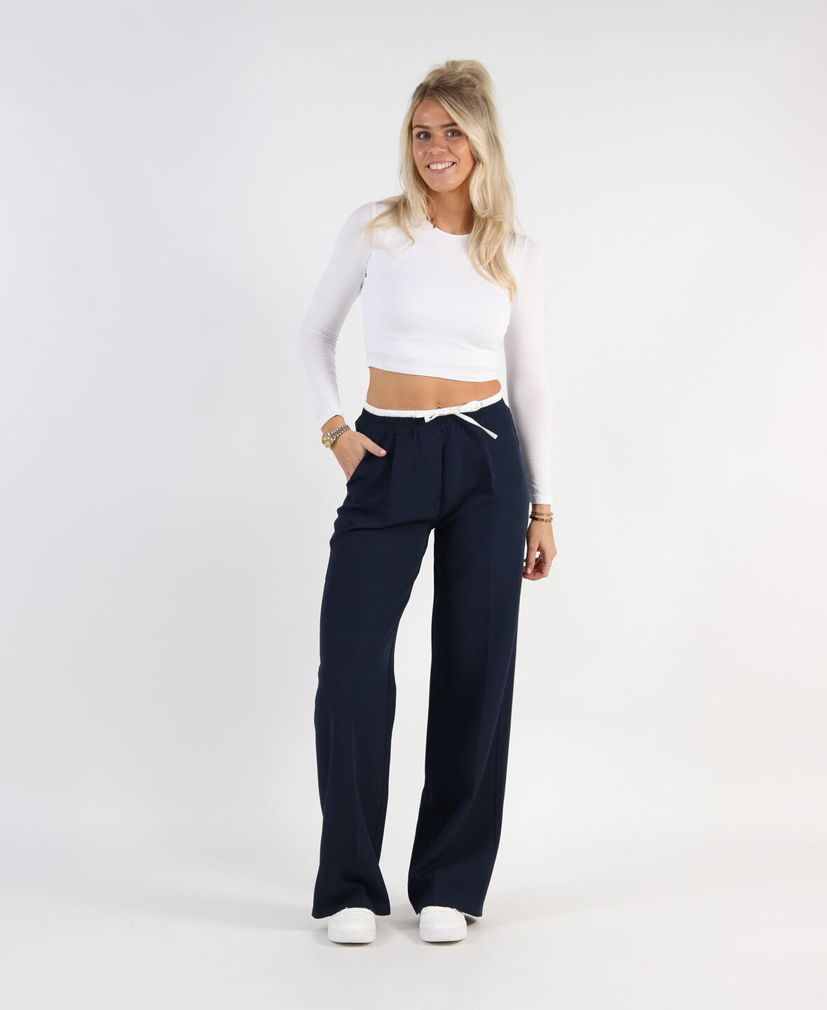 Wide Leg Boxer Pants Navy Blue (TALL)