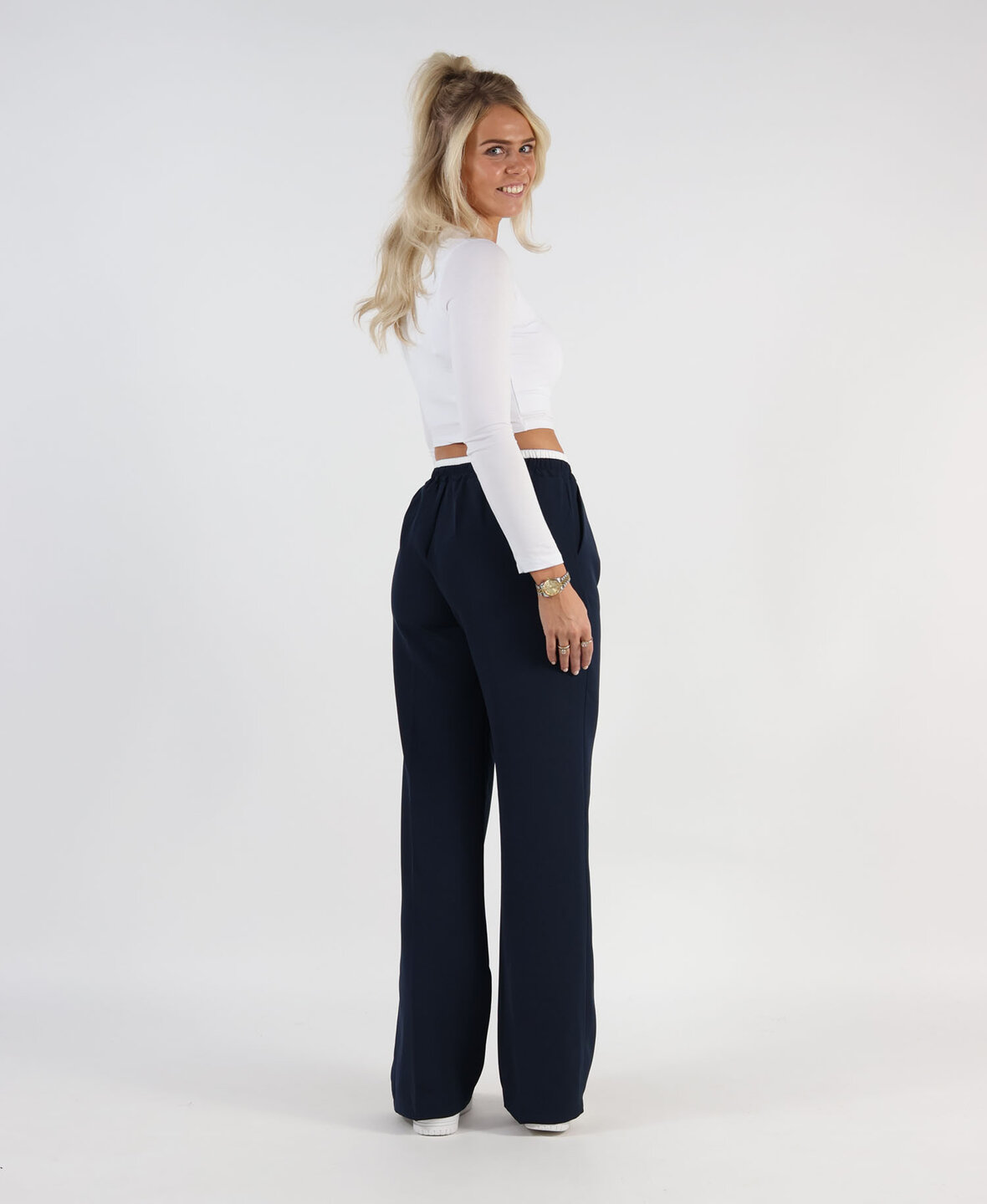 Wide Leg Boxer Pants Navy Blue (TALL)