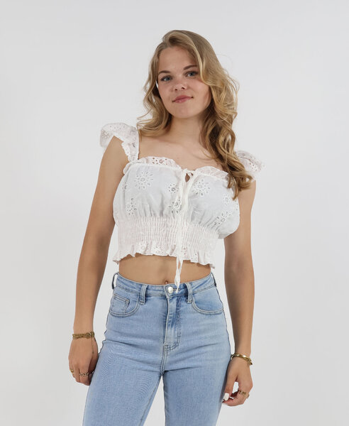 Blossom Broderie Top White